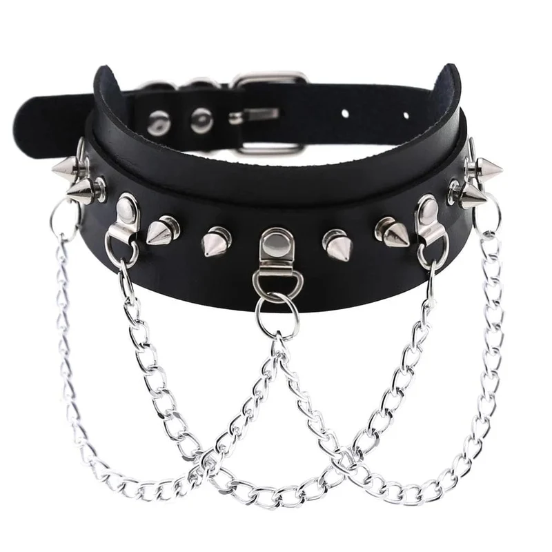 Trendy Punk Spike Nieten Leder Frauen Halsband Glocke Pentagramm Harajuku Kragen Halsketten Handgemachte Boho Gothic Mädchen Collier Schmuck