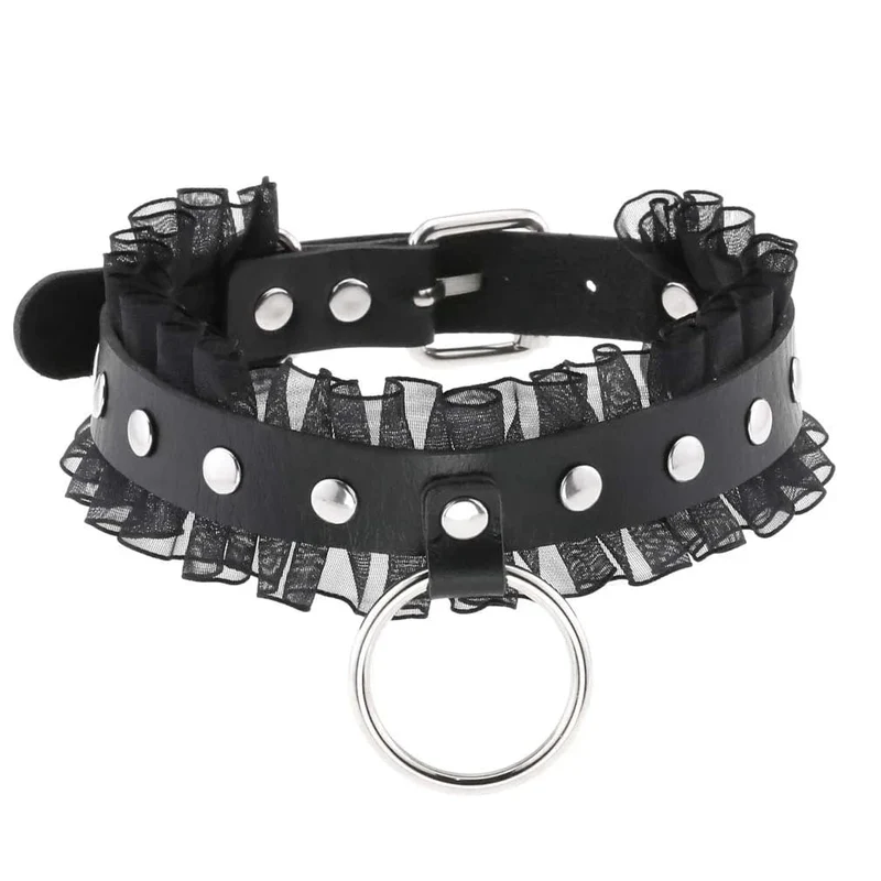 Trendy Punk Spike Nieten Leder Frauen Halsband Glocke Pentagramm Harajuku Kragen Halsketten Handgemachte Boho Gothic Mädchen Collier Schmuck