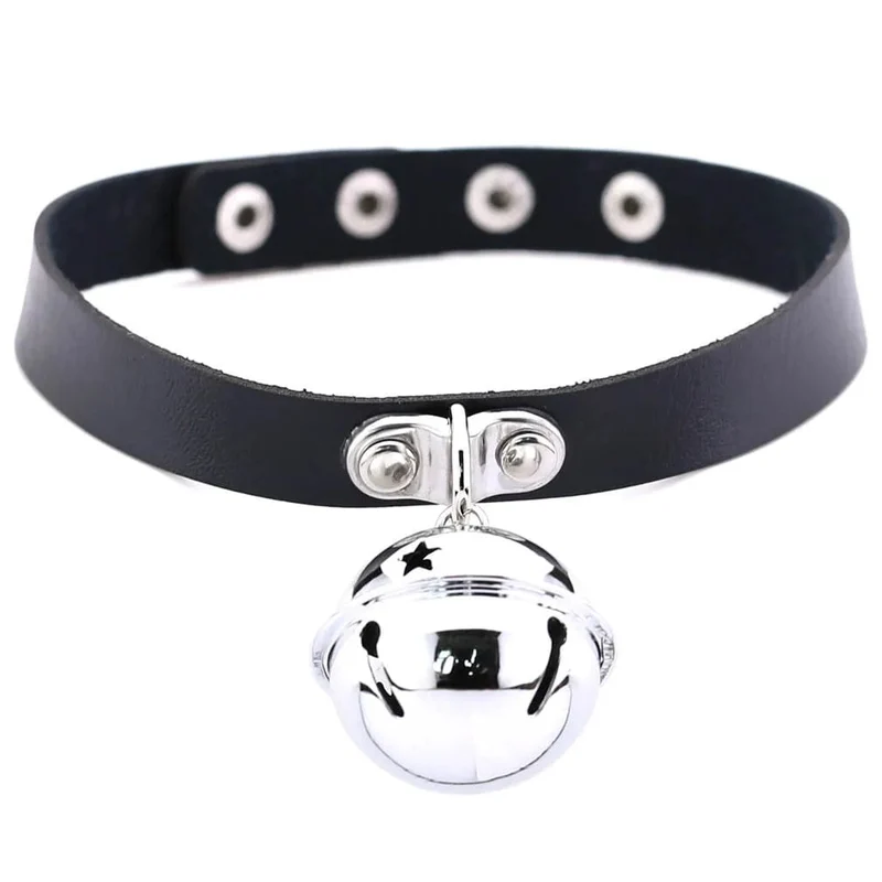 Trendy Punk Spike Nieten Leder Frauen Halsband Glocke Pentagramm Harajuku Kragen Halsketten Handgemachte Boho Gothic Mädchen Collier Schmuck