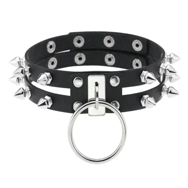 Trendy Punk Spike Nieten Leder Frauen Halsband Glocke Pentagramm Harajuku Kragen Halsketten Handgemachte Boho Gothic Mädchen Collier Schmuck