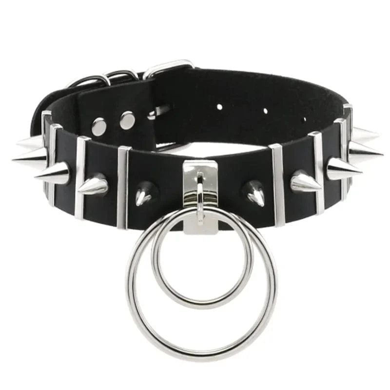 Trendy Punk Spike Nieten Leder Frauen Halsband Glocke Pentagramm Harajuku Kragen Halsketten Handgemachte Boho Gothic Mädchen Collier Schmuck