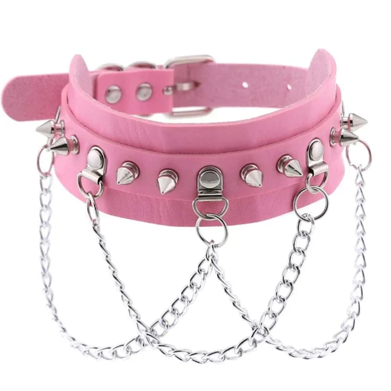 Trendy Punk Spike Nieten Leder Frauen Halsband Glocke Pentagramm Harajuku Kragen Halsketten Handgemachte Boho Gothic Mädchen Collier Schmuck