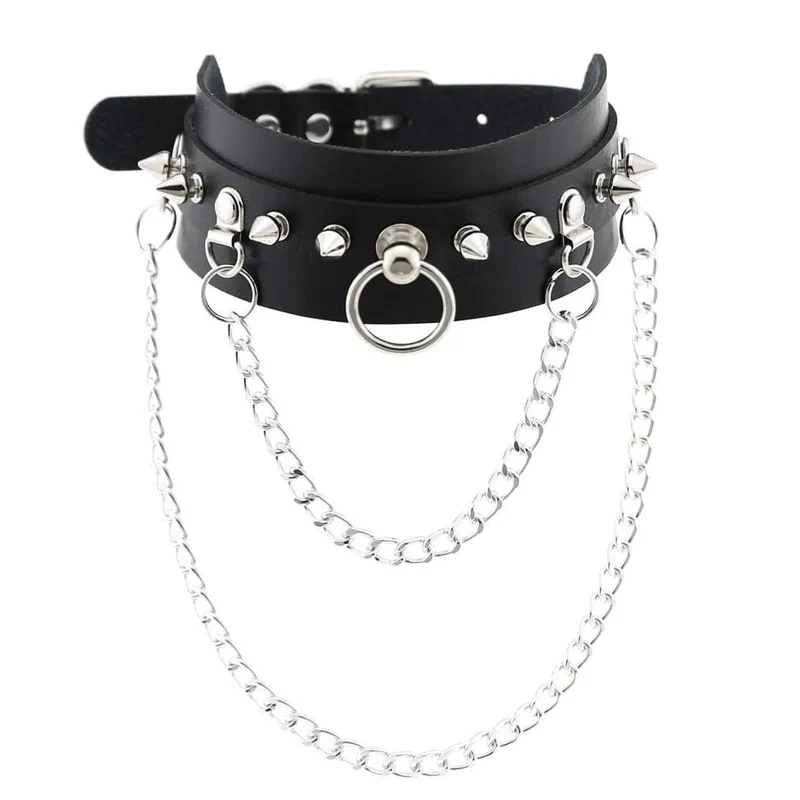 Trendy Punk Spike Nieten Leder Frauen Halsband Glocke Pentagramm Harajuku Kragen Halsketten Handgemachte Boho Gothic Mädchen Collier Schmuck