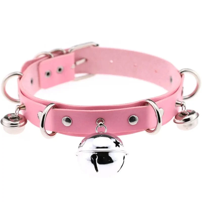 Trendy Punk Spike Nieten Leder Frauen Halsband Glocke Pentagramm Harajuku Kragen Halsketten Handgemachte Boho Gothic Mädchen Collier Schmuck