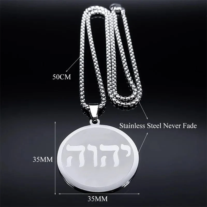 Tetragrammaton Jehovah Yahweh Hebräisches Alphabet Halskette Frauen Männer Edelstahl Jüdisches Christentum Anhänger Halskette Schmuck