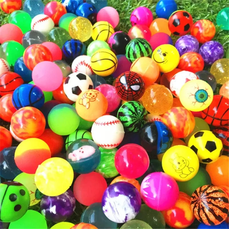 10 Stück 25 mm farbiger Junge Springball niedlich leuchtender Kinderspielzeugball Gummi Kinder Sportspiele elastische Springbälle Outdoor-Spielzeug