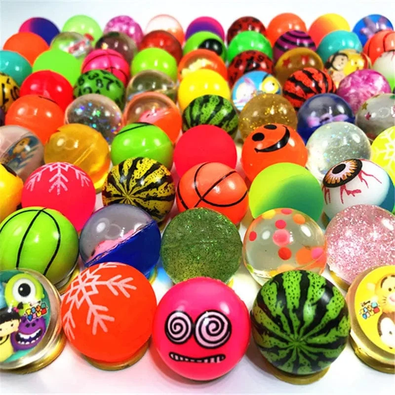 10 Stück 25 mm farbiger Junge Springball niedlich leuchtender Kinderspielzeugball Gummi Kinder Sportspiele elastische Springbälle Outdoor-Spielzeug