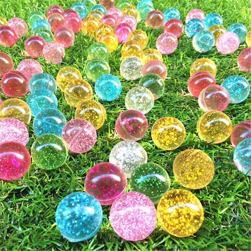 10 Stück 25 mm farbiger Junge Springball niedlich leuchtender Kinderspielzeugball Gummi Kinder Sportspiele elastische Springbälle Outdoor-Spielzeug