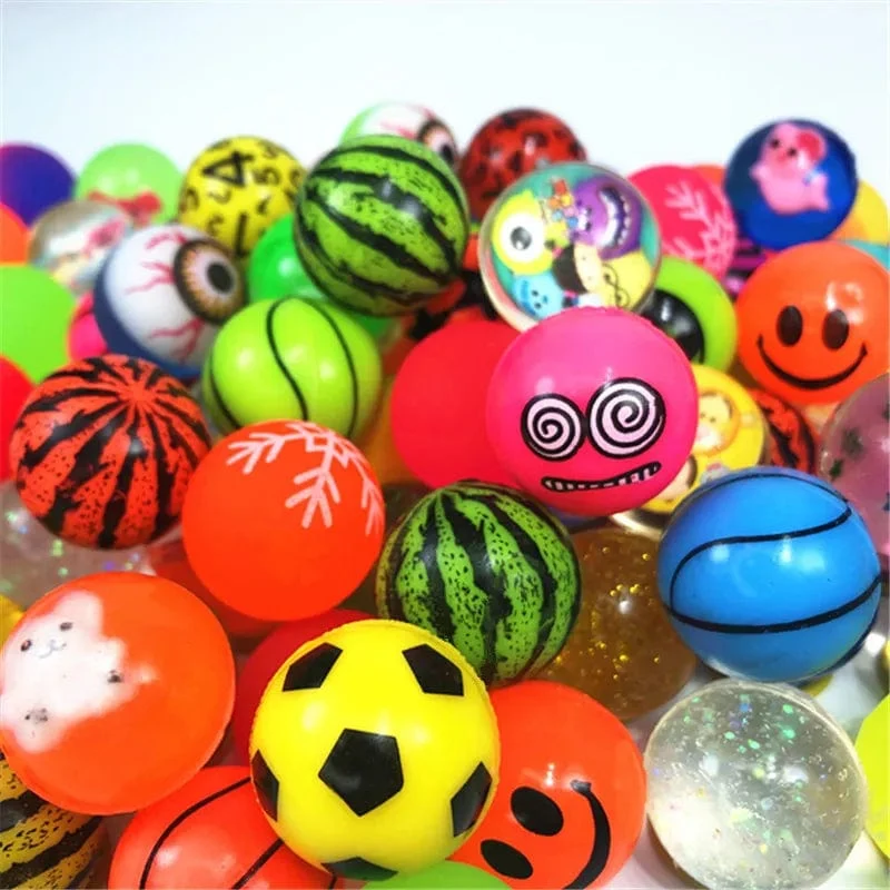 10 Stück 25 mm farbiger Junge Springball niedlich leuchtender Kinderspielzeugball Gummi Kinder Sportspiele elastische Springbälle Outdoor-Spielzeug
