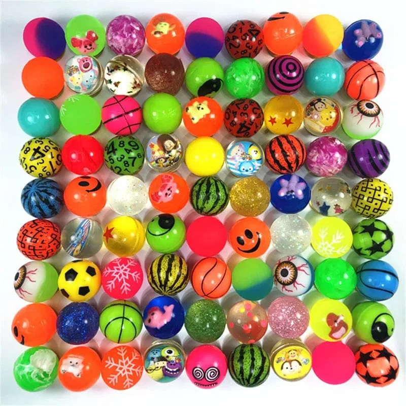 10 Stück 25 mm farbiger Junge Springball niedlich leuchtender Kinderspielzeugball Gummi Kinder Sportspiele elastische Springbälle Outdoor-Spielzeug