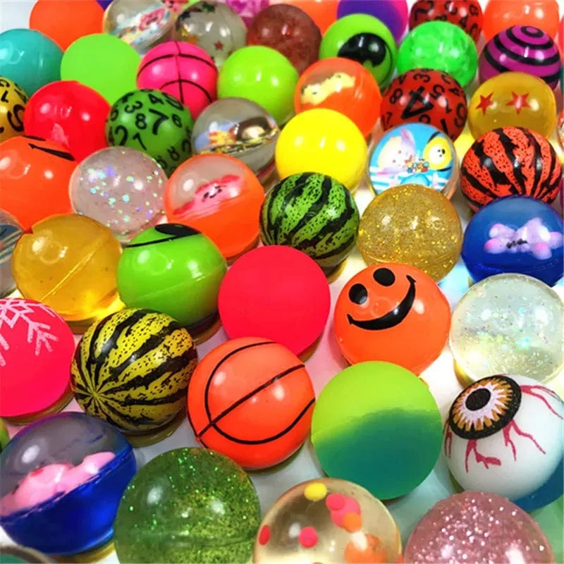 10 Stück 25 mm farbiger Junge Springball niedlich leuchtender Kinderspielzeugball Gummi Kinder Sportspiele elastische Springbälle Outdoor-Spielzeug