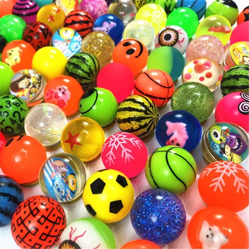 10 Stück 25 mm farbiger Junge Springball niedlich leuchtender Kinderspielzeugball Gummi Kinder Sportspiele elastische Springbälle Outdoor-Spielzeug