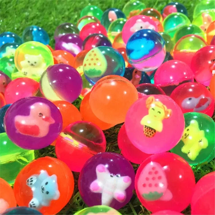 10 Stück 25 mm farbiger Junge Springball niedlich leuchtender Kinderspielzeugball Gummi Kinder Sportspiele elastische Springbälle Outdoor-Spielzeug