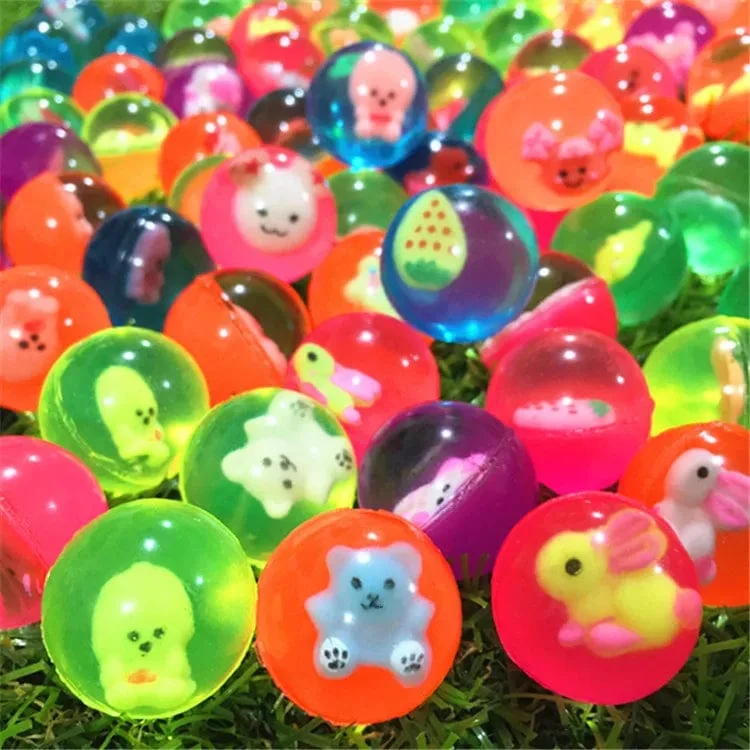 10 Stück 25 mm farbiger Junge Springball niedlich leuchtender Kinderspielzeugball Gummi Kinder Sportspiele elastische Springbälle Outdoor-Spielzeug