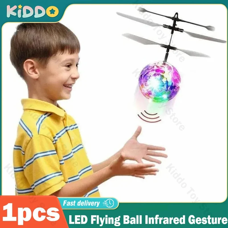 LED Fliegender Ball Infrarot-Induktionsflugzeug Gestensteuerung Spielzeug Leuchtende Flugbälle Elektronischer bunter Licht-Mini-Hubschrauber