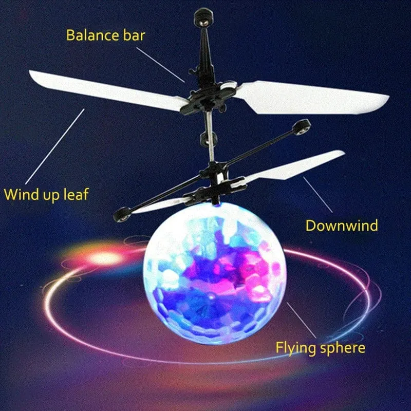 LED Fliegender Ball Infrarot-Induktionsflugzeug Gestensteuerung Spielzeug Leuchtende Flugbälle Elektronischer bunter Licht-Mini-Hubschrauber
