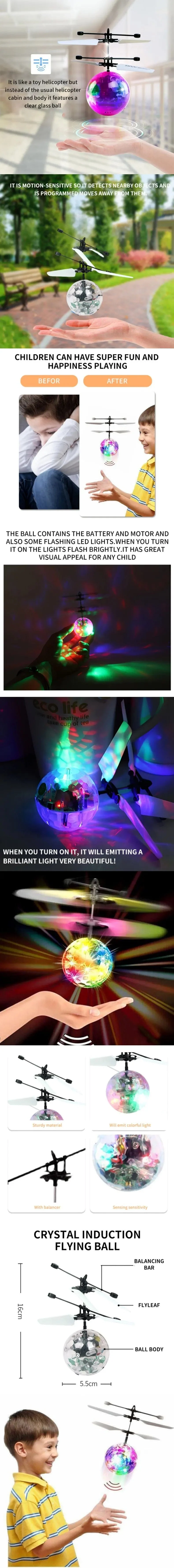 LED Fliegender Ball Infrarot-Induktionsflugzeug Gestensteuerung Spielzeug Leuchtende Flugbälle Elektronischer bunter Licht-Mini-Hubschrauber