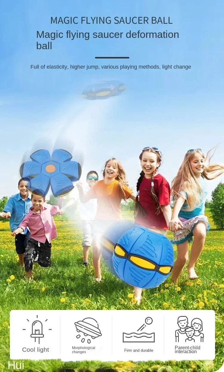 Spaßspielzeug für Kinder im Freien für Jungen und Mädchen, fliegender Untertassenball, magische Verformung, UFO ohne LED-Licht, fliegendes Spielzeug, Dekompressionsgeschenk