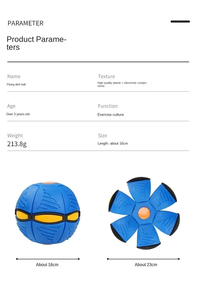 Spaßspielzeug für Kinder im Freien für Jungen und Mädchen, fliegender Untertassenball, magische Verformung, UFO ohne LED-Licht, fliegendes Spielzeug, Dekompressionsgeschenk