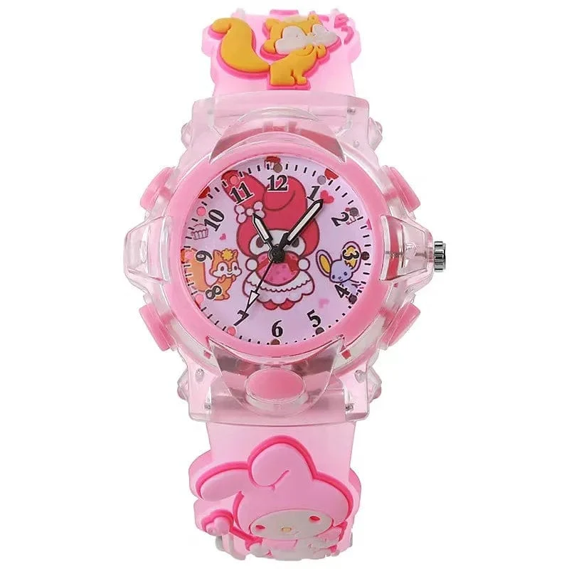 Sanrio Uhr Kawaii Melodie Cinnamoroll Kinder LED Leuchtende Uhr Kuromi Hallo Kitty Student Armbanduhr Kinder Geburtstag Geschenk Spielzeug
