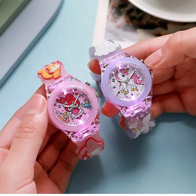Sanrio Uhr Kawaii Melodie Cinnamoroll Kinder LED Leuchtende Uhr Kuromi Hallo Kitty Student Armbanduhr Kinder Geburtstag Geschenk Spielzeug