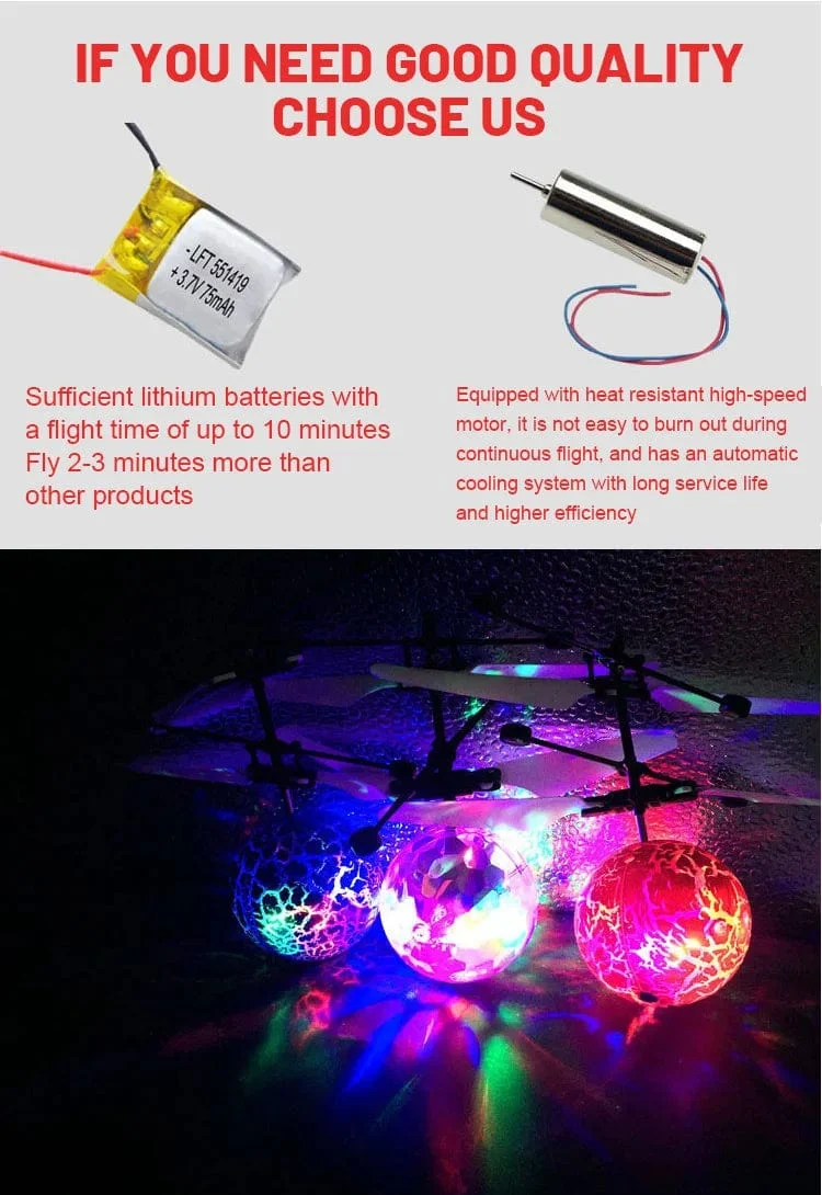Fliegender leuchtender Ball RC Kinder fliegender Ball Anti-Stress-Drohne Hubschrauber Infrarot-Induktion Flugzeug Fernbedienung Spielzeug Geschenke