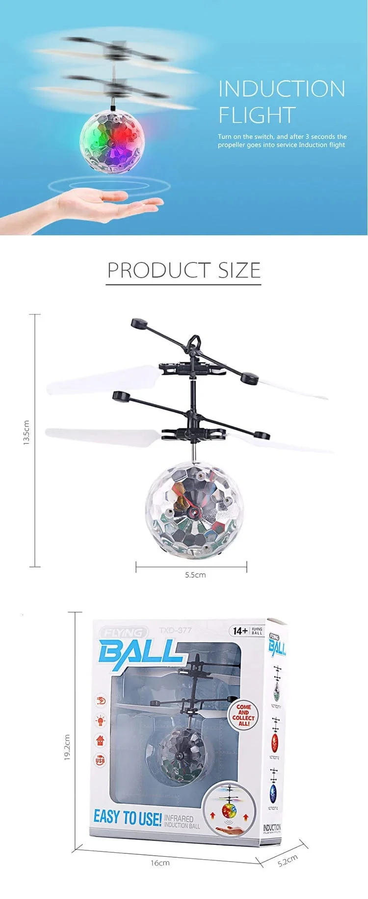 Fliegender leuchtender Ball RC Kinder fliegender Ball Anti-Stress-Drohne Hubschrauber Infrarot-Induktion Flugzeug Fernbedienung Spielzeug Geschenke