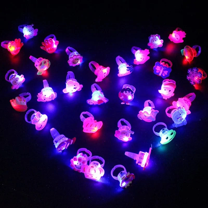 HEIßER VERKAUF 10/5 Stücke Cartoon LED Leucht Finger Ringe Glanz In Der Dunkelheit Licht Spielzeug für kinder Mädchen Geburtstag Party Favors Geschenke