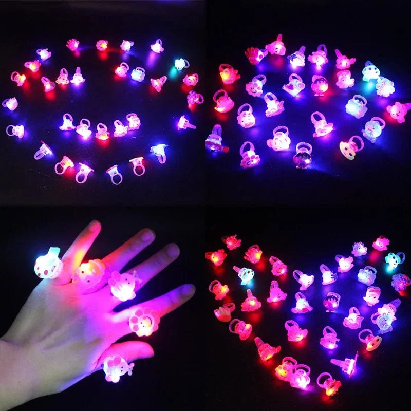 HEIßER VERKAUF 10/5 Stücke Cartoon LED Leucht Finger Ringe Glanz In Der Dunkelheit Licht Spielzeug für kinder Mädchen Geburtstag Party Favors Geschenke