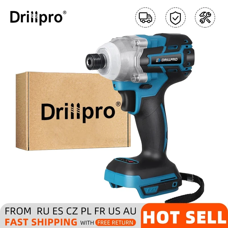 Drillpro 520N.M Bürstenloser Akku-Schlagschrauber 1/2 Zoll Steckschlüssel Elektrowerkzeuge Wiederaufladbar für Makita 18V Batterie