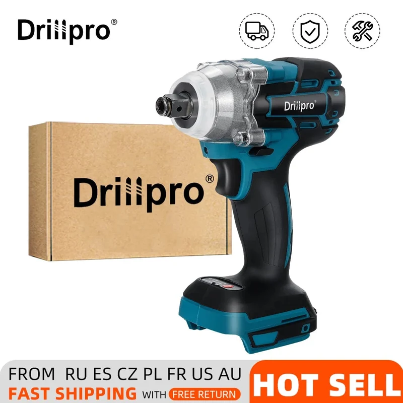 Drillpro 520N.M Bürstenloser Akku-Schlagschrauber 1/2 Zoll Steckschlüssel Elektrowerkzeuge Wiederaufladbar für Makita 18V Batterie