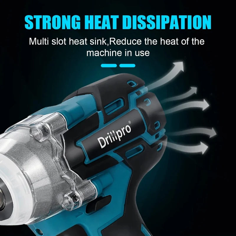Drillpro 520N.M Bürstenloser Akku-Schlagschrauber 1/2 Zoll Steckschlüssel Elektrowerkzeuge Wiederaufladbar für Makita 18V Batterie