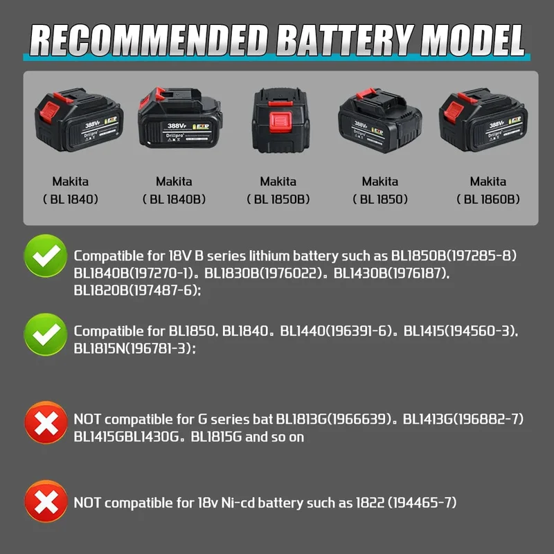 Drillpro 520N.M Bürstenloser Akku-Schlagschrauber 1/2 Zoll Steckschlüssel Elektrowerkzeuge Wiederaufladbar für Makita 18V Batterie