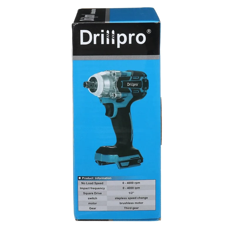 Drillpro 520N.M Bürstenloser Akku-Schlagschrauber 1/2 Zoll Steckschlüssel Elektrowerkzeuge Wiederaufladbar für Makita 18V Batterie