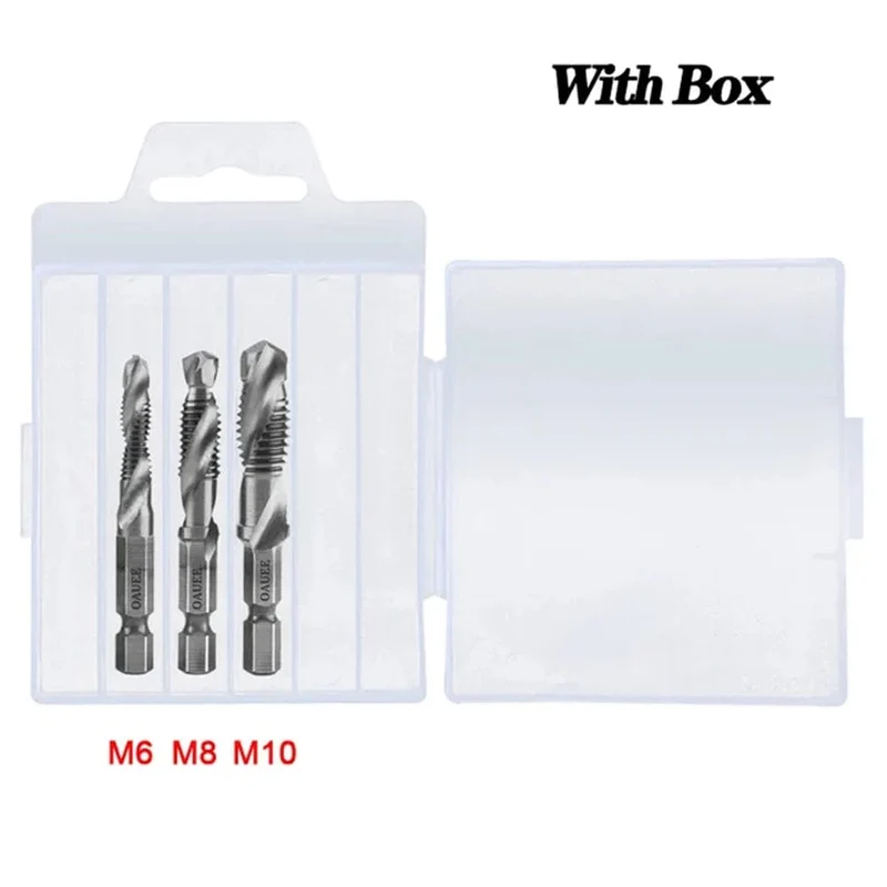 1/6-teiliges Gewindebohrer-Set mit Sechskantschaft, titanbeschichtet, HSS-Gewindebohrer, Schraubenmaschinen-Gewindebohrer, M3, M4, M5, M6, M8, M10, Handwerkzeuge