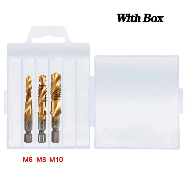 1/6-teiliges Gewindebohrer-Set mit Sechskantschaft, titanbeschichtet, HSS-Gewindebohrer, Schraubenmaschinen-Gewindebohrer, M3, M4, M5, M6, M8, M10, Handwerkzeuge