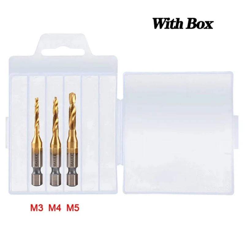 1/6-teiliges Gewindebohrer-Set mit Sechskantschaft, titanbeschichtet, HSS-Gewindebohrer, Schraubenmaschinen-Gewindebohrer, M3, M4, M5, M6, M8, M10, Handwerkzeuge