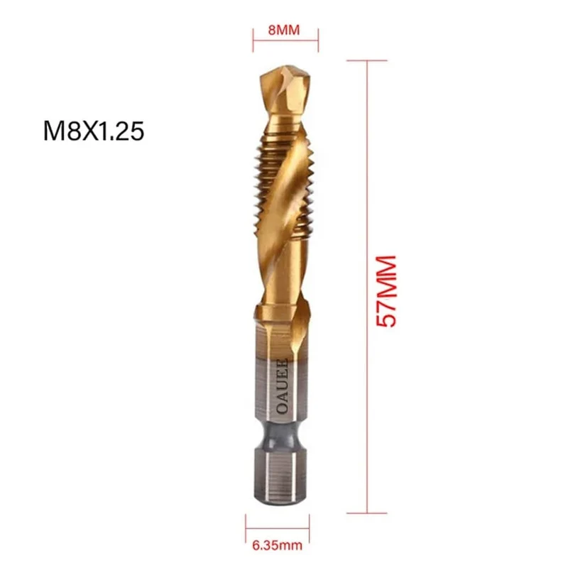 1/6-teiliges Gewindebohrer-Set mit Sechskantschaft, titanbeschichtet, HSS-Gewindebohrer, Schraubenmaschinen-Gewindebohrer, M3, M4, M5, M6, M8, M10, Handwerkzeuge