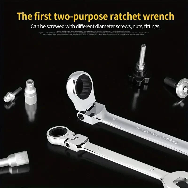 Ratschenschlüssel-Satz mit Schlüsselring, Handwerkzeug, 72-Zahn-Ratschenschlüssel, flexibler Kopf, Hochglanz-Finish, Ratschenschlüssel, 10 mm