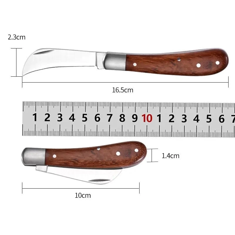 Klappbares Pfropfmesser, Pfropfwerkzeuge, Pfropf-Schnittmesser, professionelles Pfropfmesser für Obstbäume im Garten, Messer mit Holzgriff