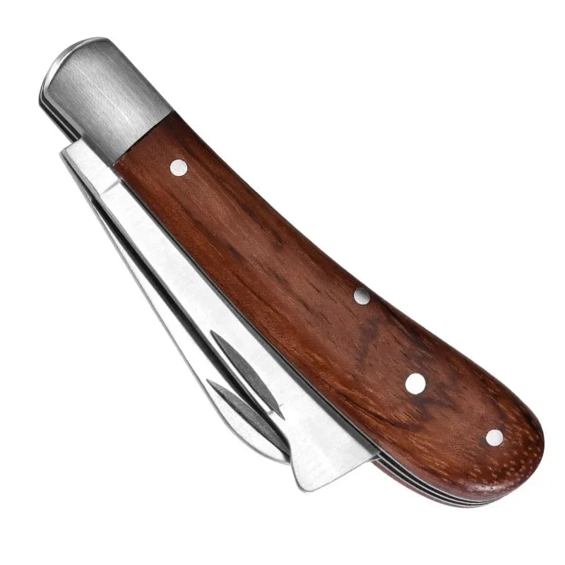 Klappbares Pfropfmesser, Pfropfwerkzeuge, Pfropf-Schnittmesser, professionelles Pfropfmesser für Obstbäume im Garten, Messer mit Holzgriff
