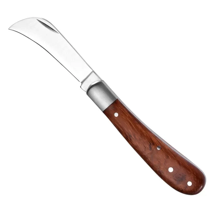 Klappbares Pfropfmesser, Pfropfwerkzeuge, Pfropf-Schnittmesser, professionelles Pfropfmesser für Obstbäume im Garten, Messer mit Holzgriff