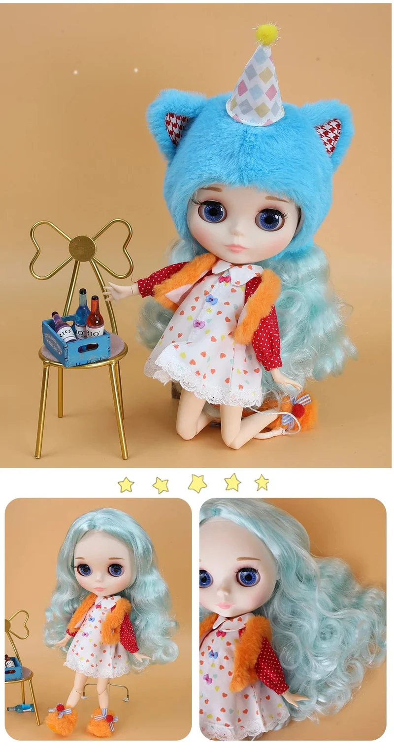 ICY DBS Blyth Puppe Gelenkkörper 30CM BJD Spielzeug Weißes glänzendes Gesicht und mattiertes Gesicht mit zusätzlichen Händen AB und Panel 1/6 DIY Modepuppe