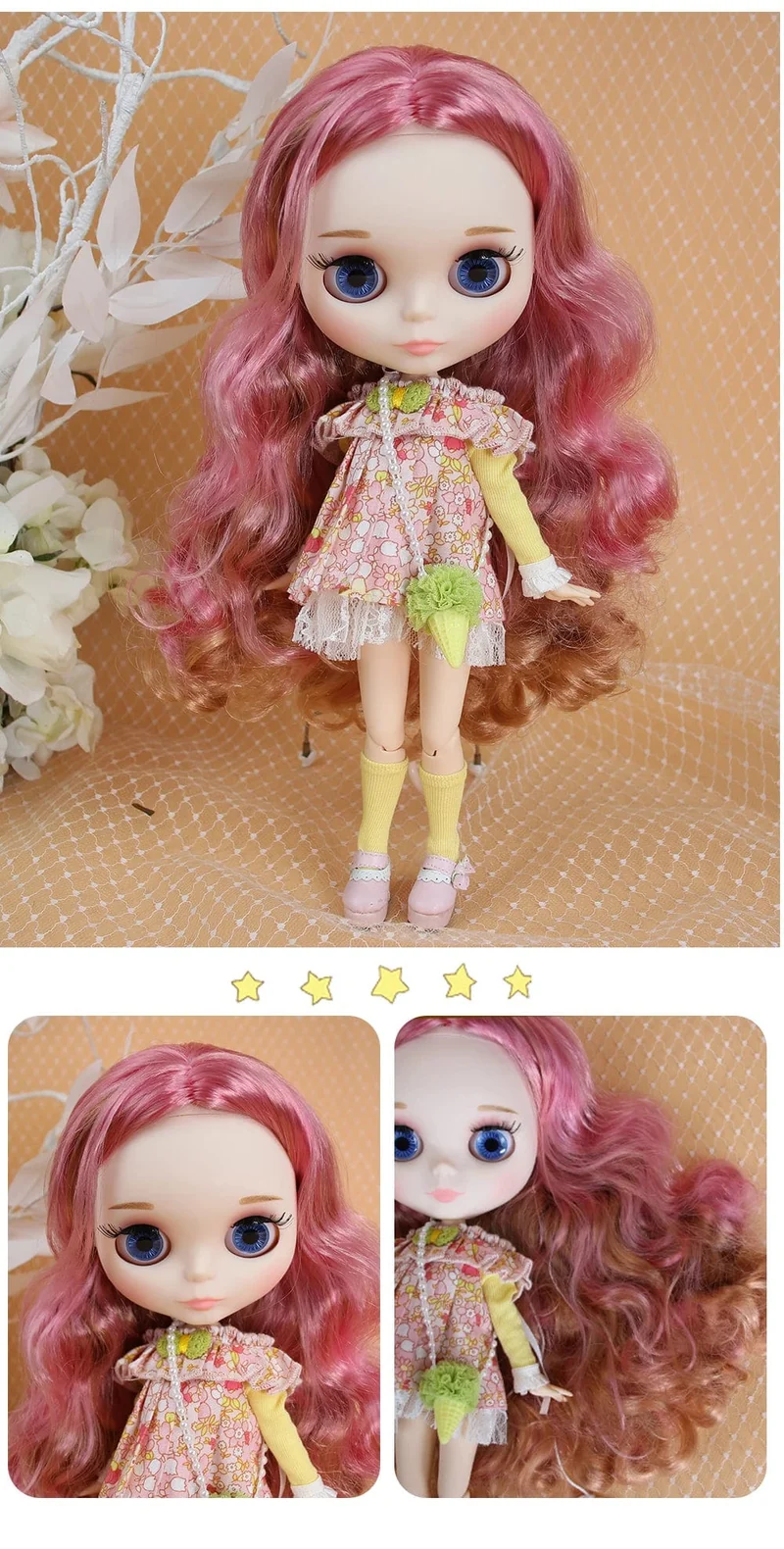 ICY DBS Blyth Puppe Gelenkkörper 30CM BJD Spielzeug Weißes glänzendes Gesicht und mattiertes Gesicht mit zusätzlichen Händen AB und Panel 1/6 DIY Modepuppe