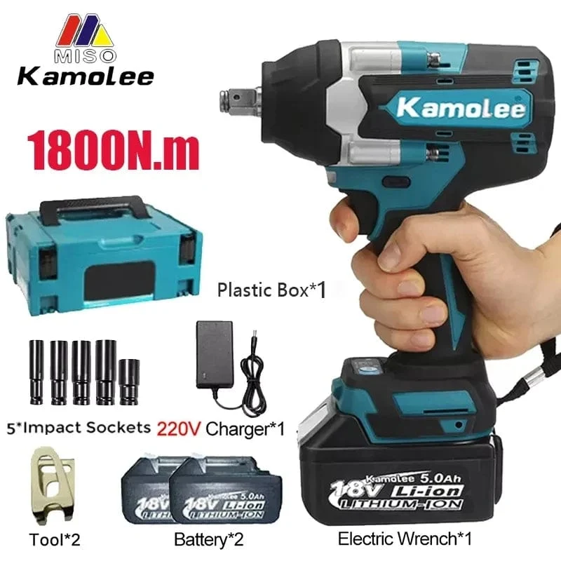 Kamolee 1800 NM Hohe Drehmoment DTW700 Bürstenlosen Cordless Elektrische Schlagschrauber 1/2 In Lithium-Ionen Batterie Für Makita 18V Batterie