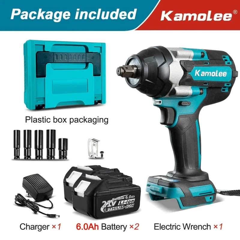 Kamolee 1800 NM Hohe Drehmoment DTW700 Bürstenlosen Cordless Elektrische Schlagschrauber 1/2 In Lithium-Ionen Batterie Für Makita 18V Batterie