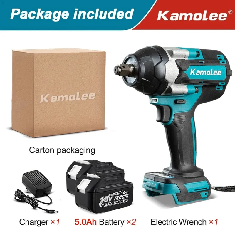 Kamolee 1800 NM Hohe Drehmoment DTW700 Bürstenlosen Cordless Elektrische Schlagschrauber 1/2 In Lithium-Ionen Batterie Für Makita 18V Batterie