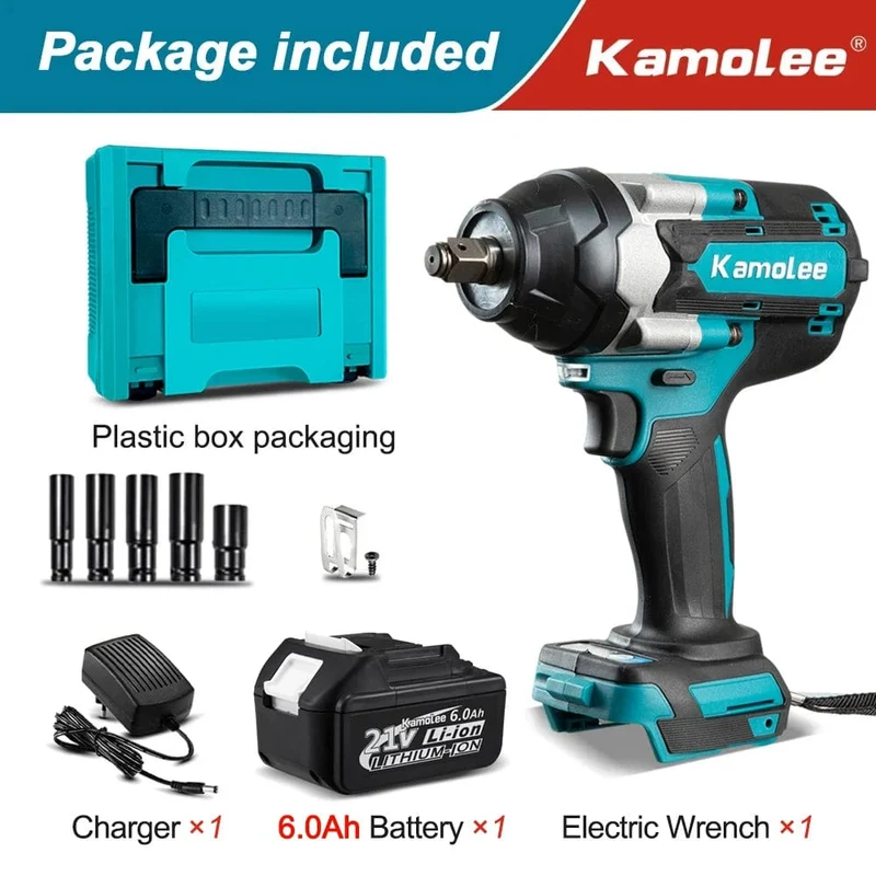 Kamolee 1800 NM Hohe Drehmoment DTW700 Bürstenlosen Cordless Elektrische Schlagschrauber 1/2 In Lithium-Ionen Batterie Für Makita 18V Batterie