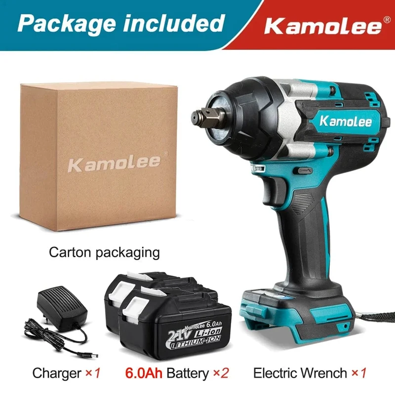 Kamolee 1800 NM Hohe Drehmoment DTW700 Bürstenlosen Cordless Elektrische Schlagschrauber 1/2 In Lithium-Ionen Batterie Für Makita 18V Batterie