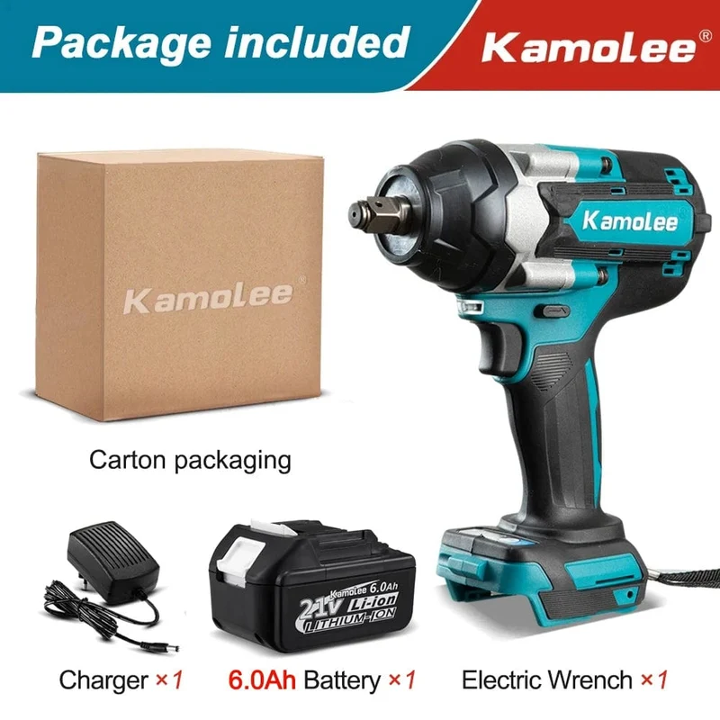 Kamolee 1800 NM Hohe Drehmoment DTW700 Bürstenlosen Cordless Elektrische Schlagschrauber 1/2 In Lithium-Ionen Batterie Für Makita 18V Batterie